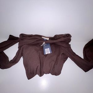 Dark Brown Off-The-Shoulder Mid Length Tight Dress - Universal Thread Brand